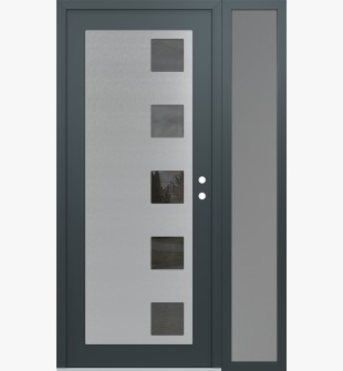Diamond C5 50" x 80" anthracite/anthracite mirrored Glass Panel stainless steel LHI with Sidelite frosted Glass