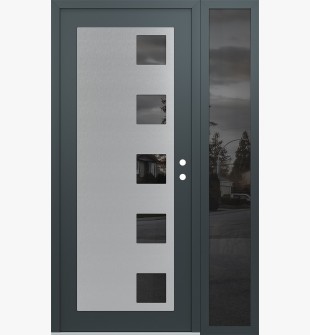 Diamond C5 50" x 80" anthracite/anthracite mirrored Glass Panel stainless steel LHI with Sidelite mirrored Glass