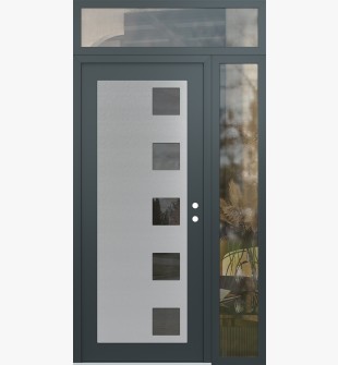 Diamond C5 52" x 96" anthracite/anthracite mirrored Glass Panel stainless steel LHI with Sidelite and Transom clear Glass