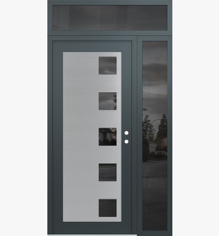 Diamond C5 50" x 96" anthracite/anthracite mirrored Glass Panel stainless steel LHI with Sidelite and Transom mirrored Glass