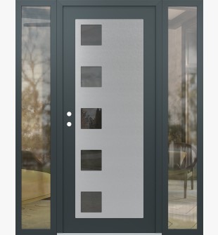 Diamond C5 60" x 80" anthracite/anthracite mirrored Glass Panel stainless steel RHI with 2 Sidelites clear Glass