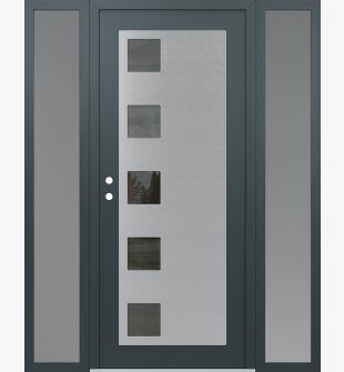 Diamond C5 60" x 80" anthracite/anthracite mirrored Glass Panel stainless steel RHI with 2 Sidelites frosted Glass