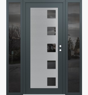 Diamond C5 64" x 80" anthracite/anthracite mirrored Glass Panel stainless steel LHI with 2 Sidelites mirrored Glass