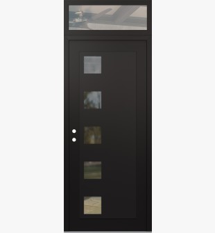 Diamond C5 36" x 96" black/black clear Glass Panel black RHI with Transom clear Glass