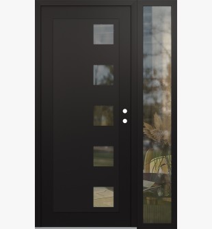 Diamond C5 48" x 80" black/black clear Glass Panel black LHI with Sidelite clear Glass