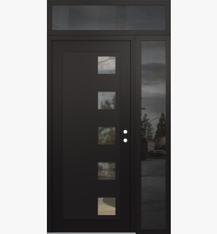 Diamond C5 50" x 96" black/black clear Glass Panel black LHI with Sidelite and Transom mirrored Glass