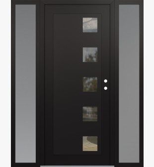 Diamond C5 68" x 80" black/black clear Glass Panel black LHI with 2 Sidelites frosted Glass