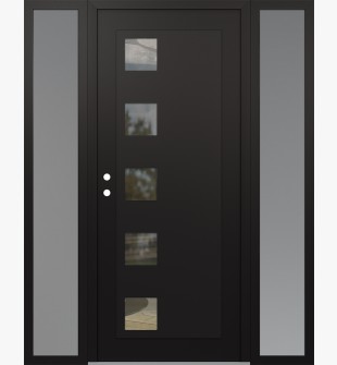 Diamond C5 60" x 80" black/black clear Glass Panel black RHI with 2 Sidelites frosted Glass
