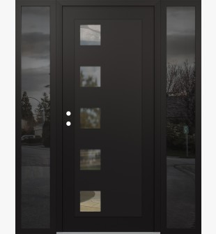 Diamond C5 64" x 80" black/black clear Glass Panel black RHI with 2 Sidelites mirrored Glass