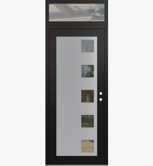 Diamond C5 36" x 96" black/black clear Glass Panel stainless steel LHI with Transom clear Glass