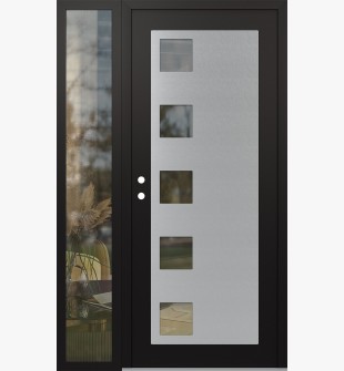 Diamond C5 48" x 80" black/black clear Glass Panel stainless steel RHI with Sidelite clear Glass