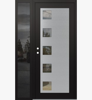 Diamond C5 52" x 80" black/black clear Glass Panel stainless steel RHI with Sidelite mirrored Glass