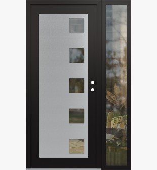 Diamond C5 48" x 80" black/black clear Glass Panel stainless steel LHI with Sidelite clear Glass