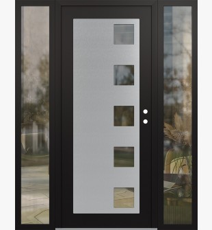 Diamond C5 68" x 80" black/black clear Glass Panel stainless steel LHI with 2 Sidelites clear Glass