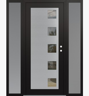 Diamond C5 64" x 80" black/black clear Glass Panel stainless steel LHI with 2 Sidelites frosted Glass