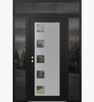 Diamond C5 68" x 96" black/black clear Glass Panel stainless steel RHI with 2 Sidelites and Transom mirrored Glass