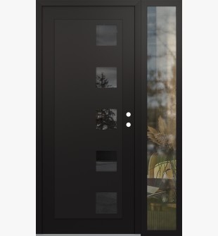 Diamond C5 48" x 80" black/black mirrored Glass Panel black LHI with Sidelite clear Glass