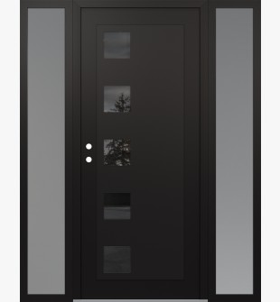 Diamond C5 64" x 80" black/black mirrored Glass Panel black RHI with 2 Sidelites frosted Glass