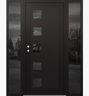 Diamond C5 60" x 80" black/black mirrored Glass Panel black RHI with 2 Sidelites mirrored Glass