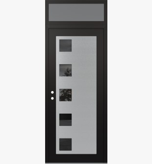 Diamond C5 36" x 96" black/black mirrored Glass Panel stainless steel RHI with Transom frosted Glass