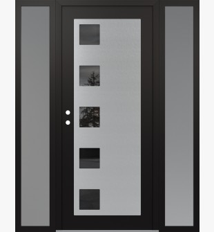 Diamond C5 68" x 80" black/black mirrored Glass Panel stainless steel RHI with 2 Sidelites frosted Glass