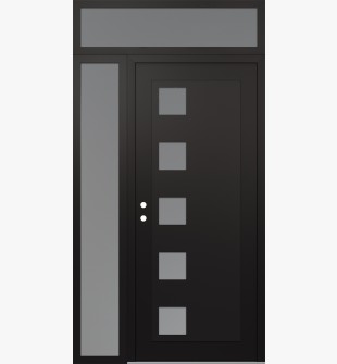 Diamond C5 48" x 96" black/white frosted Glass Panel black RHI with Sidelite and Transom frosted Glass