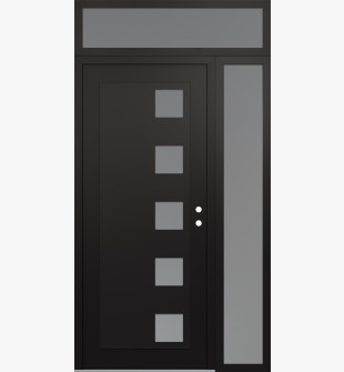 Diamond C5 50" x 96" black/white frosted Glass Panel black LHI with Sidelite and Transom frosted Glass