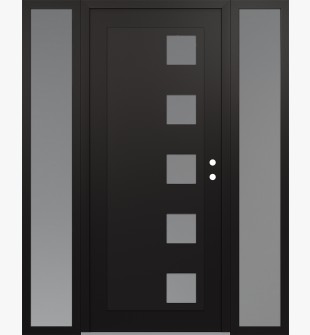 Diamond C5 68" x 80" black/white frosted Glass Panel black LHI with 2 Sidelites frosted Glass