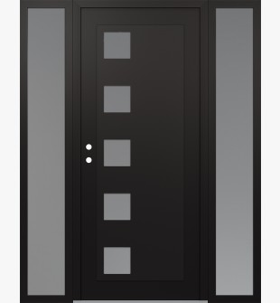 Diamond C5 64" x 80" black/white frosted Glass Panel black RHI with 2 Sidelites frosted Glass