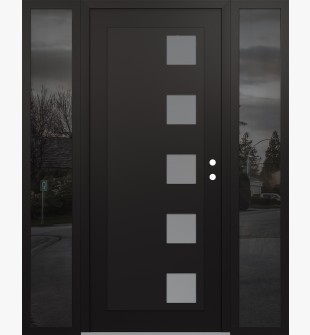 Diamond C5 68" x 80" black/white frosted Glass Panel black LHI with 2 Sidelites mirrored Glass