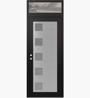 Diamond C5 36" x 96" black/white frosted Glass Panel stainless steel RHI with Transom clear Glass