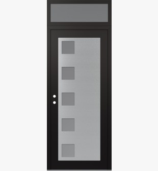 Diamond C5 36" x 96" black/white frosted Glass Panel stainless steel RHI with Transom frosted Glass