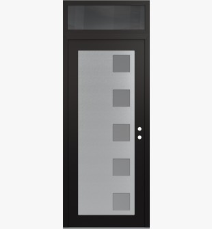 Diamond C5 36" x 96" black/white frosted Glass Panel stainless steel LHI with Transom mirrored Glass