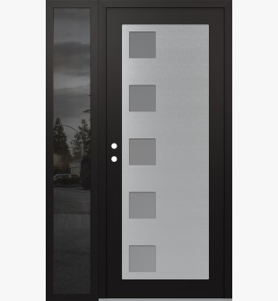 Diamond C5 50" x 80" black/white frosted Glass Panel stainless steel RHI with Sidelite mirrored Glass