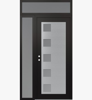 Diamond C5 50" x 96" black/white frosted Glass Panel stainless steel RHI with Sidelite and Transom frosted Glass