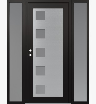 Diamond C5 68" x 80" black/white frosted Glass Panel stainless steel RHI with 2 Sidelites frosted Glass