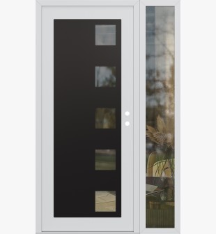 Diamond C5 52" x 80" white/white clear Glass Panel black LHI with Sidelite clear Glass