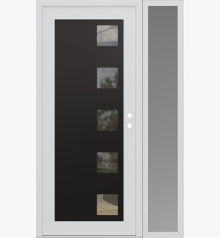 Diamond C5 50" x 80" white/white clear Glass Panel black LHI with Sidelite frosted Glass