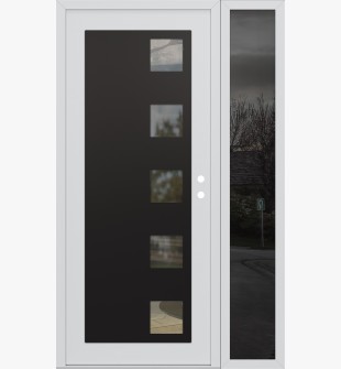 Diamond C5 50" x 80" white/white clear Glass Panel black LHI with Sidelite mirrored Glass