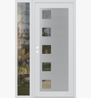 Diamond C5 48" x 80" white/white clear Glass Panel stainless steel RHI with Sidelite clear Glass
