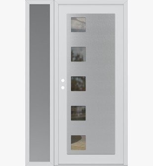 Diamond C5 48" x 80" white/white clear Glass Panel stainless steel RHI with Sidelite frosted Glass