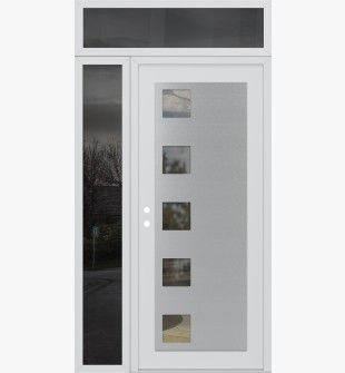 Diamond C5 50" x 96" white/white clear Glass Panel stainless steel RHI with Sidelite and Transom mirrored Glass