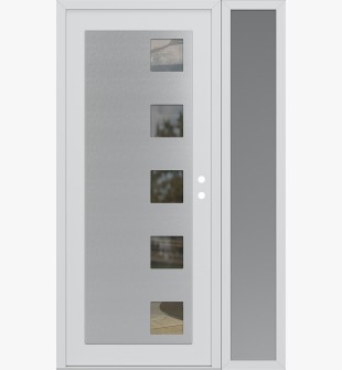 Diamond C5 52" x 80" white/white clear Glass Panel stainless steel LHI with Sidelite frosted Glass