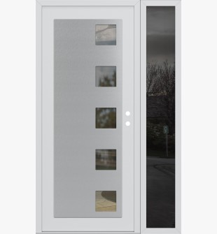 Diamond C5 50" x 80" white/white clear Glass Panel stainless steel LHI with Sidelite mirrored Glass