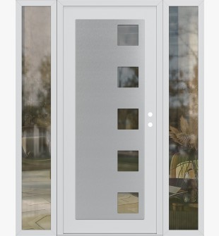 Diamond C5 64" x 80" white/white clear Glass Panel stainless steel LHI with 2 Sidelites clear Glass