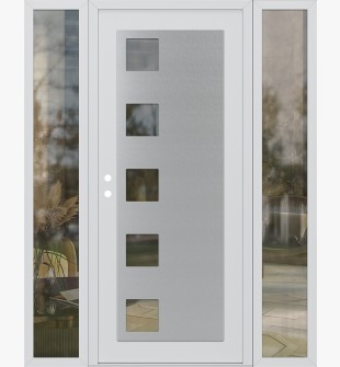 Diamond C5 60" x 80" white/white clear Glass Panel stainless steel RHI with 2 Sidelites clear Glass