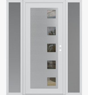 Diamond C5 68" x 80" white/white clear Glass Panel stainless steel LHI with 2 Sidelites frosted Glass
