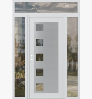 Diamond C5 68" x 96" white/white clear Glass Panel stainless steel RHI with 2 Sidelites and Transom clear Glass
