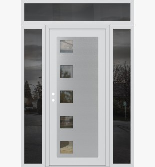 Diamond C5 64" x 96" white/white clear Glass Panel stainless steel RHI with 2 Sidelites and Transom mirrored Glass