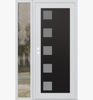 Diamond C5 48" x 80" white/white frosted Glass Panel black RHI with Sidelite clear Glass
